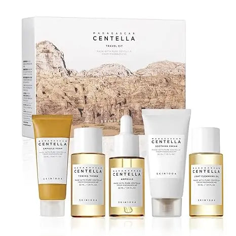 View details for SKIN1004 Madagascar Centella Travel Kit, Toner, Ampoule, Soothing Cream, Cleansing Oil, Ampoule Foam, Basic Skincare Box SKIN1004 Madagascar Centella Travel Kit, Toner, Ampoule, Soothing Cream, Cleansing Oil, Ampoule Foam, Basic Skincare
