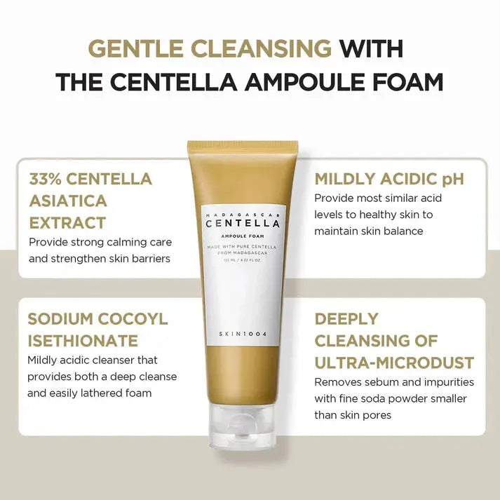 SKIN1004 Madagascar Centella Ampoule Foam 4.22 fl oz 125ml Low pH Foam Cleanser Skin1004
