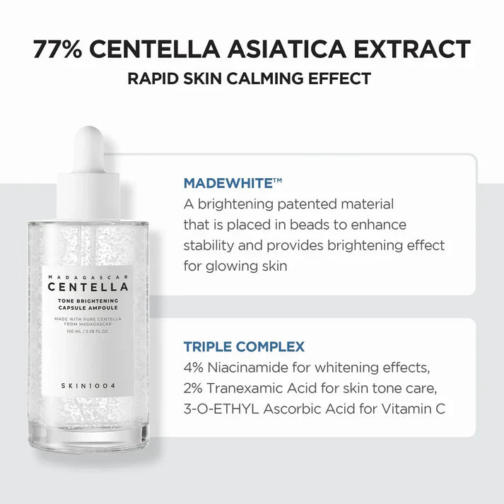 SKIN1004 Madagascar Centella Tone Brightening Capsule Ampoule 3.38 fl oz(100ml) Calming Moisturizing Brightening Sensitive Skin Skin1004